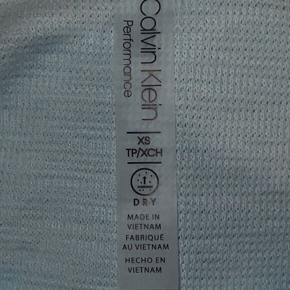 Calvin Klein Performance Light Blue Waffle Knit Rolled Cuff T-Shirt Women XS NWT - Picture 6 of 8